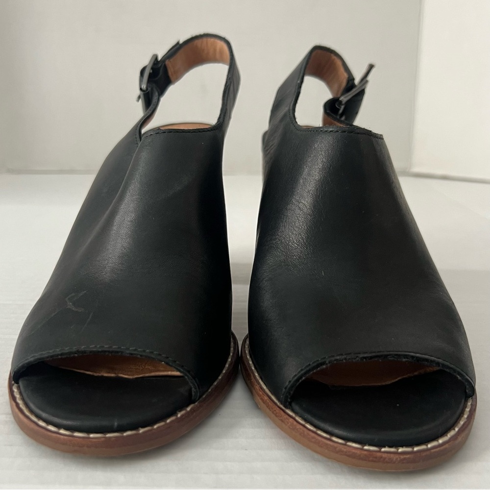 Madewell The Cary Sandal Mule Leather True Black Chunky Wood Open Toe Heels 7.5 - Picture 5 of 9